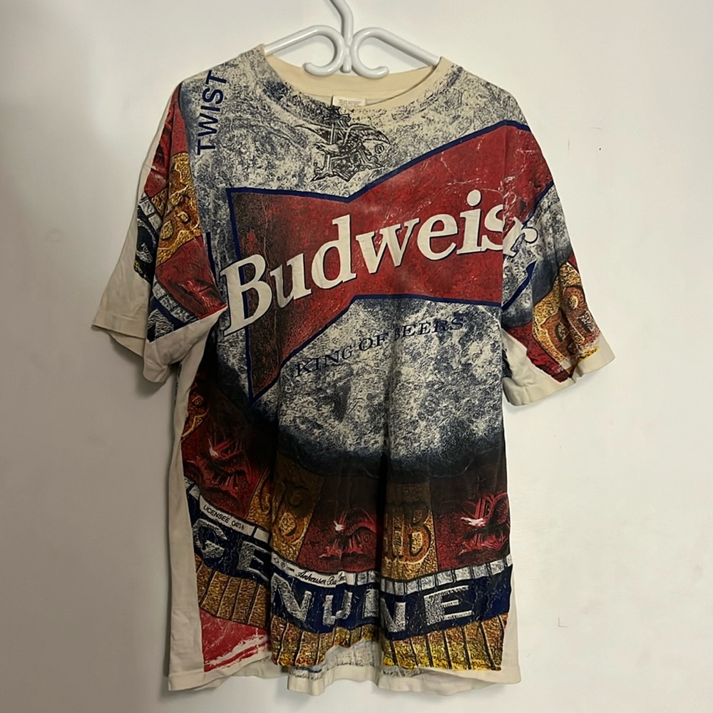 Vintage 90's Made in USA - WILD OATS Budweiser T-Shirt Men’s Size XL - All Over